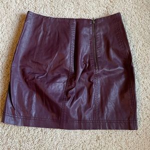 Free People Burgundy Leather Mini Skirt